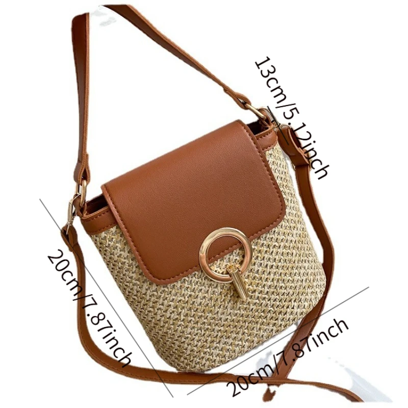 Bag Female 2025 New Personality Tote Straw Beach Bag Casual Simple Hundreds of Locking Single Shoulder Slanting Cross Bags