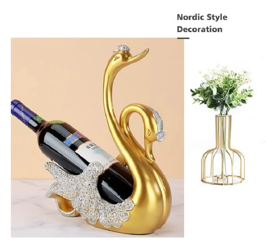 Resin Swan Shape Wine Rack Home Decoration Home Living Room Liquor Cabinet Decor Wine Holder Stand Creative Home Decor for Entry