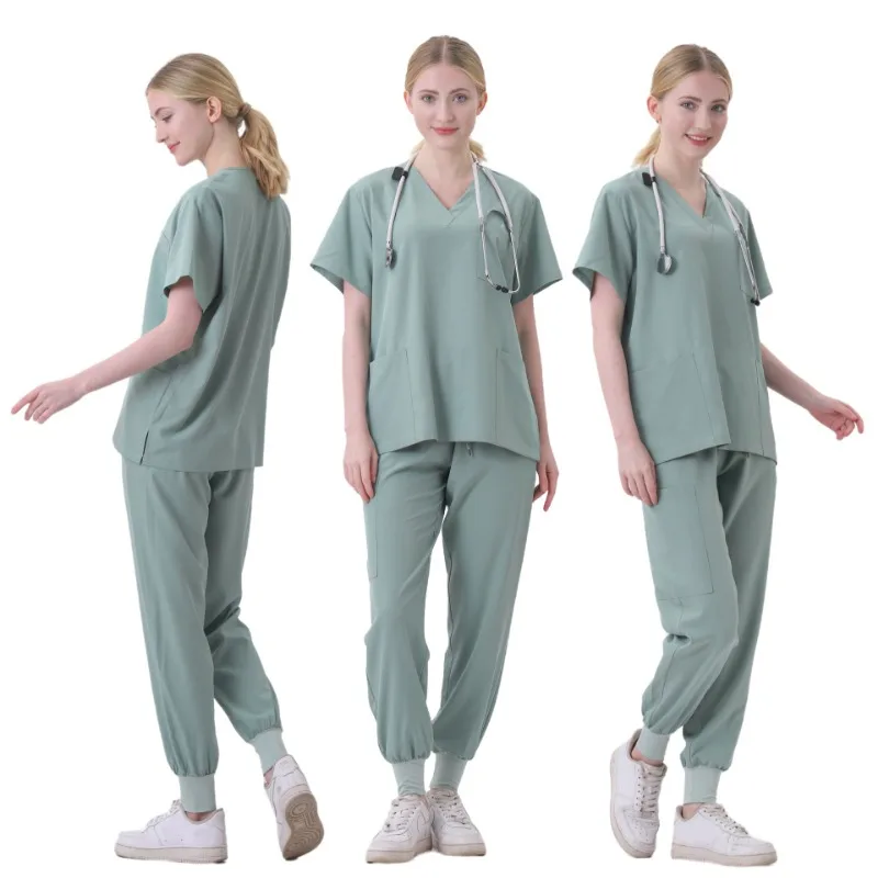 New Female Beauty Salon SPA Dental Clinic Nurse Overalls Top and Pant with Pocket Women Casual Jogger Suit Surgical Uniform 228