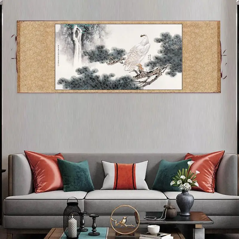 Great Wall Silk Painting Calligraphy and Painting Inspirational Famous Scroll Painting Banner Chinese Home Decoration