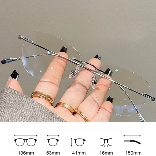 Imagen 2 del producto YIMARUILI-gafas ultraligeras sin montura de ojo de gato para mujer, marco de prescripción óptica, aleación de titanio Retro, retoque facial, 690A