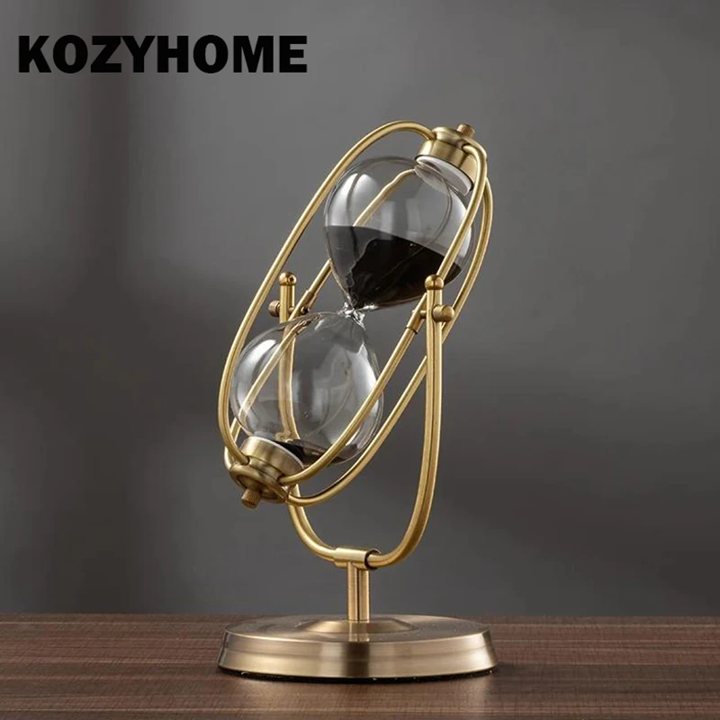 

KOZYHOME French Vintage Brass Hourglass 360° Rotating 15/30/60min Sand Clock Antique Sand Timer for Gifts Wedding Office Decor