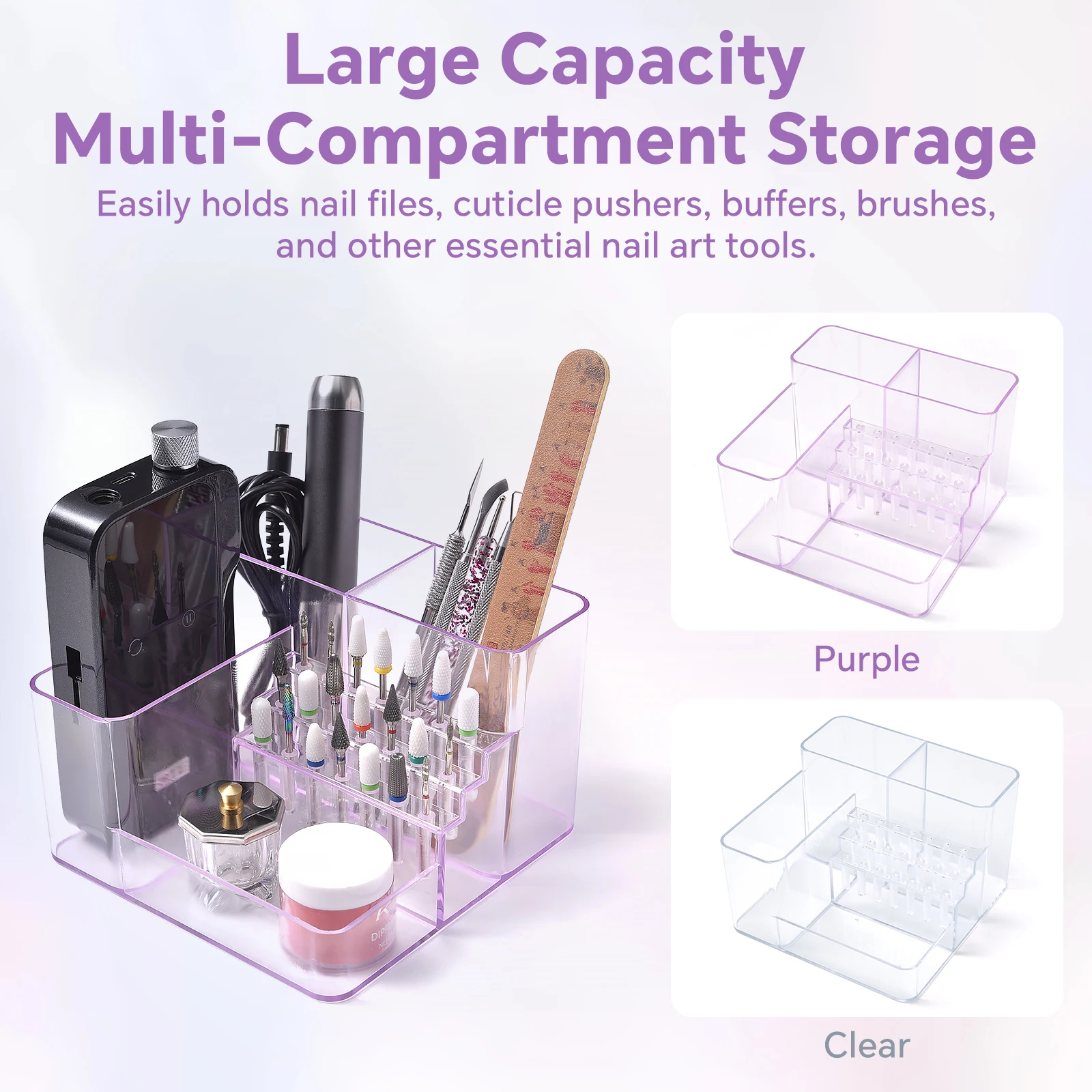 Support de présentation transparent pour embouts de perceuse à ongles, boîte de présentation en acrylique pour ongles, organisateur de rangement transparent pour maquillage, outils de manucure