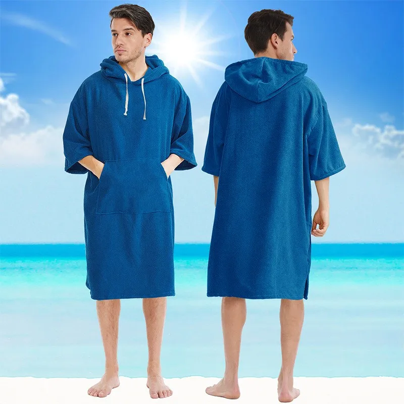 Quick dry Solid microfiber Changing Robe Surf Poncho Hooded Beach Towel Hooded Poncho Towel For Adults men and women