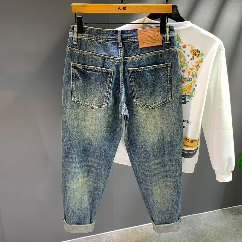 High Street Trendy Brand Retro Piercing Jeans Men's Loose Spring and Autumn New Style 2025 Personalized Trendy Patch Pants