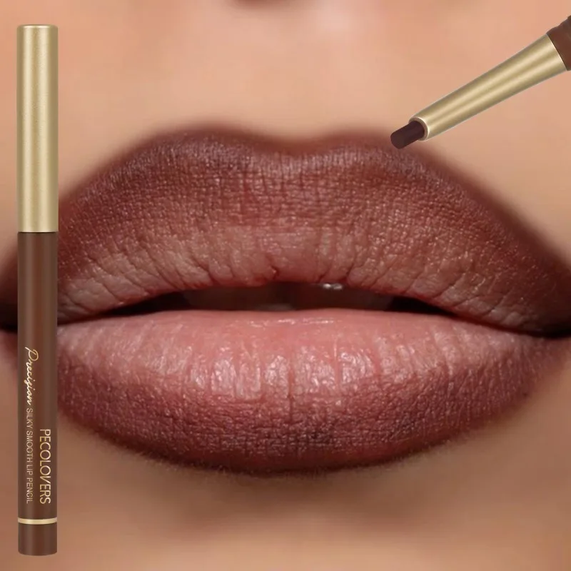 Angled Tip Lip Liner Długotrwały matowy kremowy błyszczyk do ust Wodoodporny naturalny brązowy wąski konturówka do ust