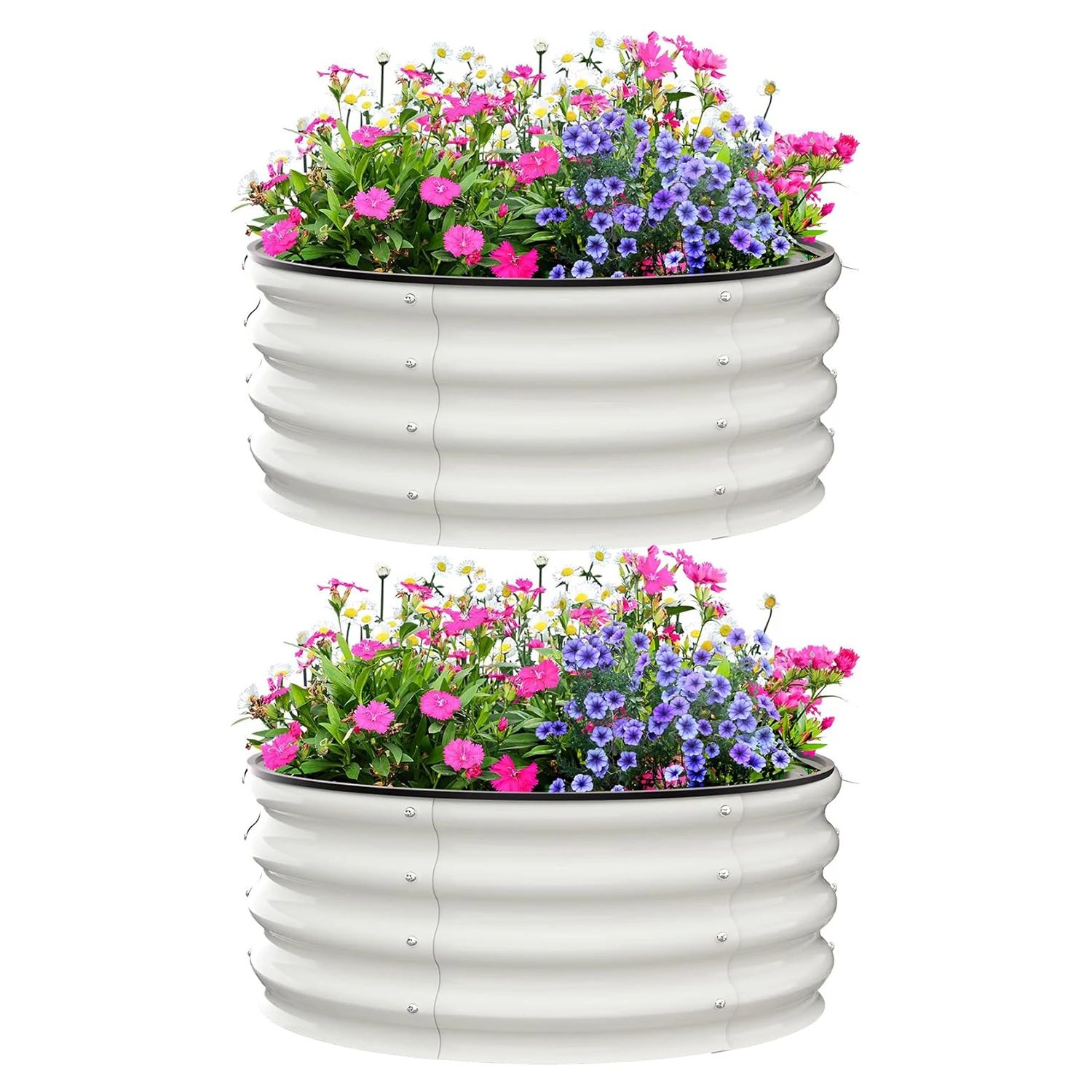 

2pcs Round Galvanized Raised Garden Bed Planter Raised Garden Box Large Planter Raised Bed for Vegetables, Flowers, Fruits