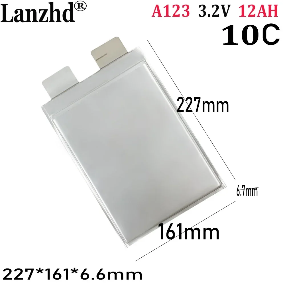 Bateria de iões de lítio, Célula prismática, Taxa de descarga 20C, A123, 12000mAh, Células de bateria LiFePO4, 3.2V, A123, A123, A123, 12Ah, 1-12pcs