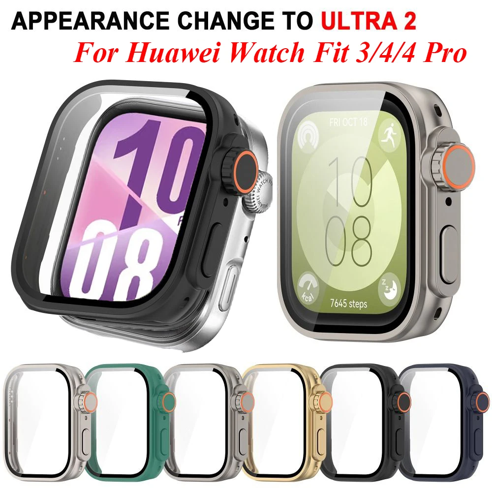 Case For Huawei Watch Fit 4 Pro fit3 Change to Ultra Screen Protector For Huawei Fit4 Fit3 Upgrade to Ultra2 PC Case+Glass Cover