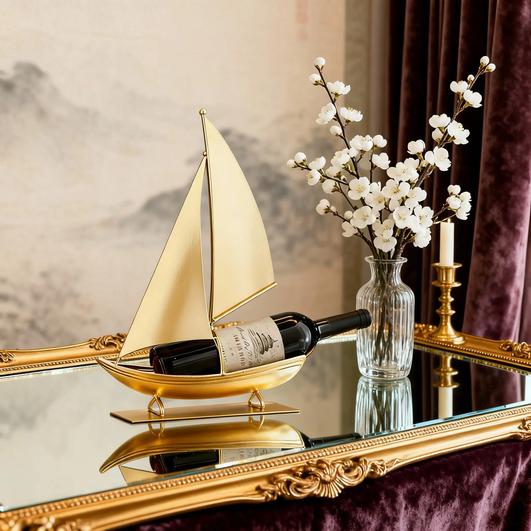 Creative sailing boat shape red wine rack metal wine bottle rack home decoration storage rack