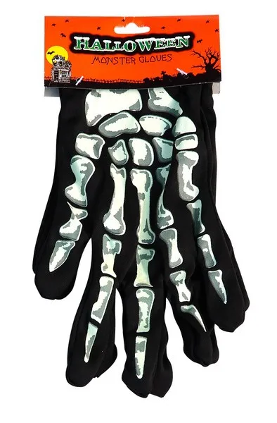 إكسسوارات أزياء الهالوين ألعاب رعب دعائم تنكرية قفازات طباعة الهيكل العظمي قفازات مخيفة