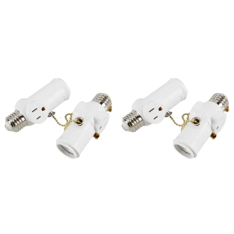 

AB41-4 Pcs Light Socket To Plug Adapter,E26/E27 Light Bulb Outlet Socket Adapter,Sockets Support 3 Prongs Light Plug US Plug