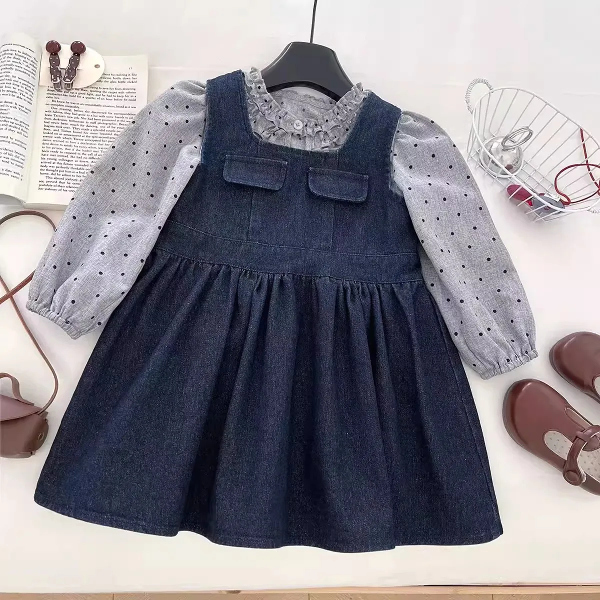

Girls Dresses Clothes Sets Spring Autumn 2025 Children Princess Shirts Vest Dress 2pcs Cute Suit For Baby Cotton Outfits Kids 7Y