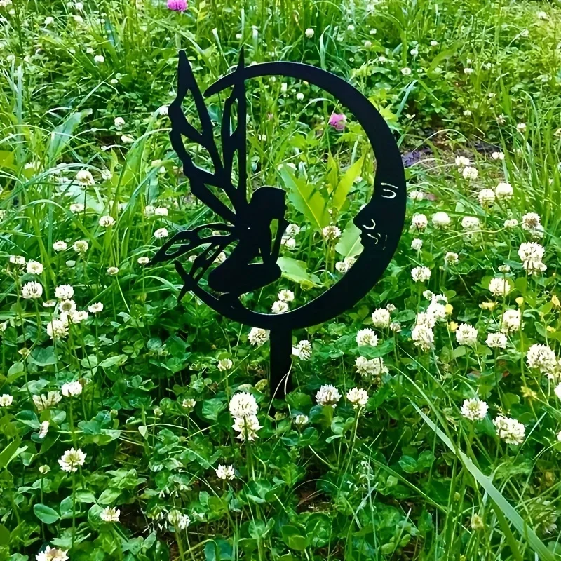 

Yard Flower Fairy Elf Garden Decoration Ground Insert Metal FairyArt Garden Courtyard Lawn Decoration for Garden Party Décor