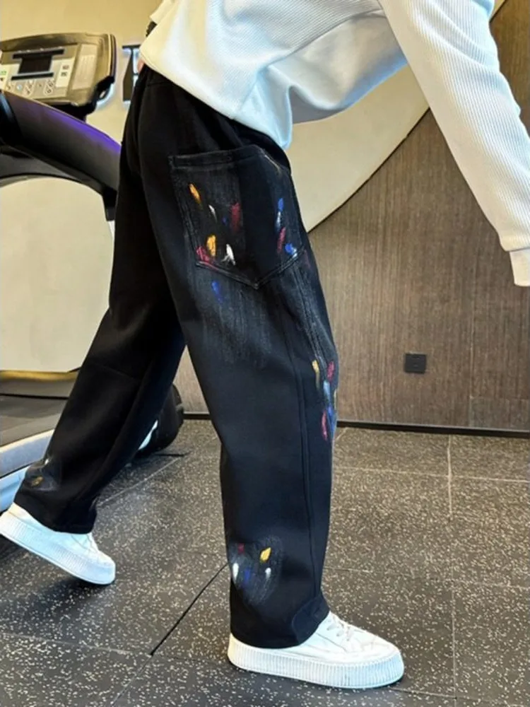 

Брюки Bla Straight Leg Casual Pants Loose Fit ex Street Sle Spring 2026 New fiti Splatter Dyeing Trendy Casual Trousers