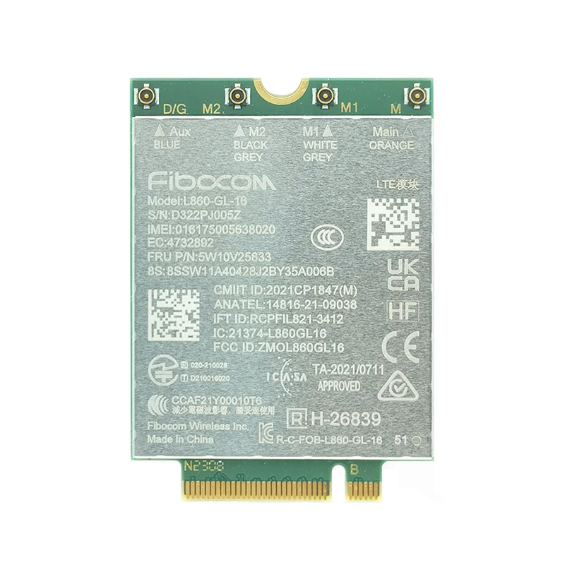 

Модуль Fibocom L860-GL-16 M.2 LTE CAT16 для ноутбука Thinkpad X1 Carbon Yoga P16 T16 P16s P16v Gen1 T14s X13 P14s T14 Gen3 Gen4