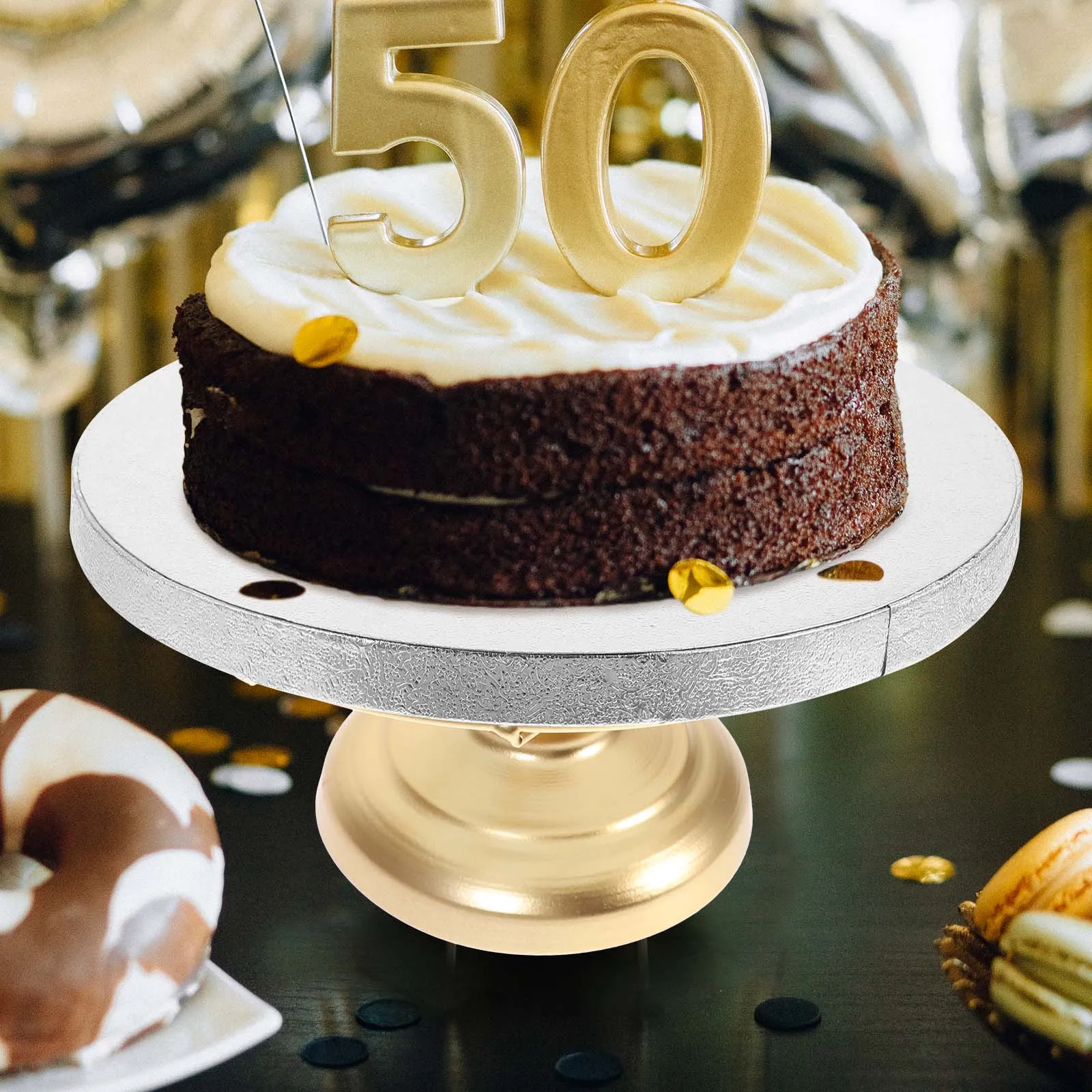 

4 Pcs Cake Base Silver Round Boards for 6 8 10 12 Inches DIY Wedding Birthday Party Cakes Display Stand Cardboard Decor