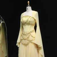 Sharon Said Elegant White and Yellow Chiffon Corset Celebrity Evening Dress with Jacket Flare Sleeves Luxury  SS286 SSCustomize - Image 2