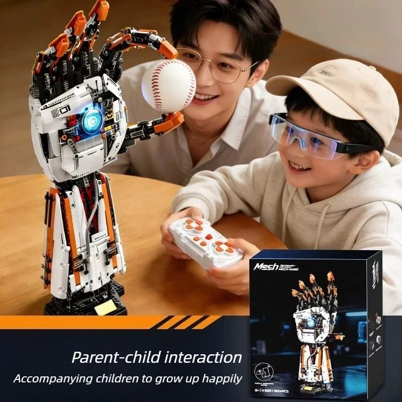 Programmable Mechanical Hand Building Blocks Set Movable Fingers Joints DIY Assembly Bricks Kit Blocks Toy for Adults Kids