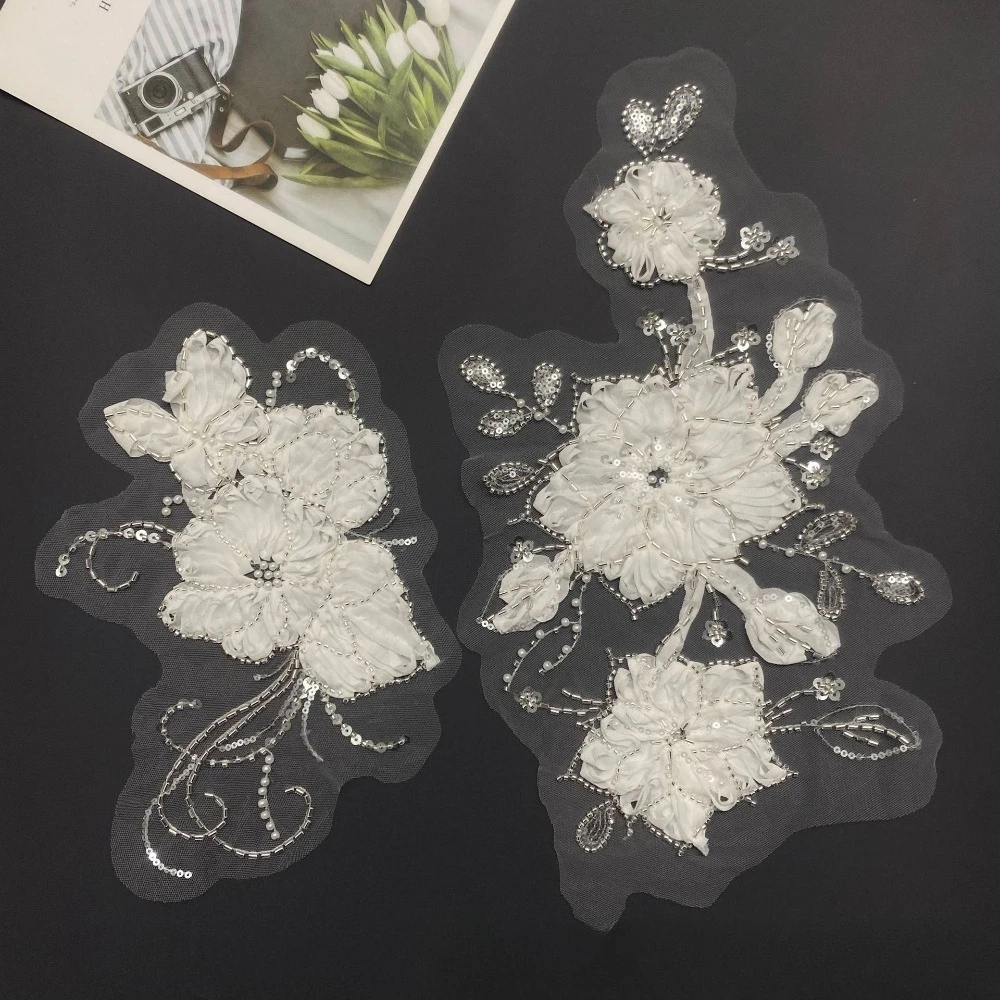 

Fashion Mesh Lace Embroidery Decal 3D Flower DIY Fashion Women's Vest Dress Dress Dress Decoration