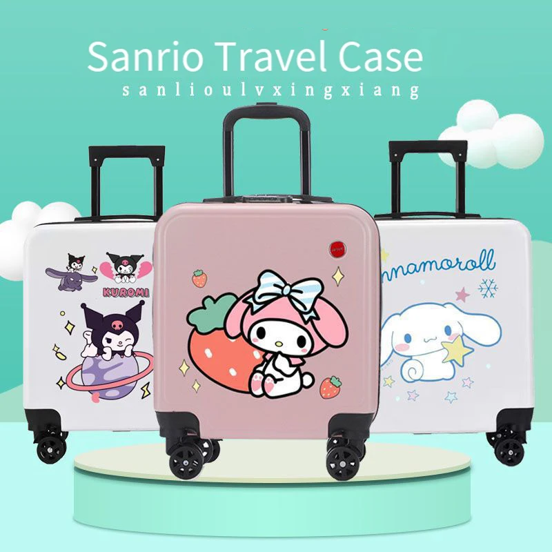 

Новый милый детский чемодан-тележка 20 дюймов с кодовым замком, мультяшный дизайн, My Melody, Kuromi, дорожный чемодан, подарок