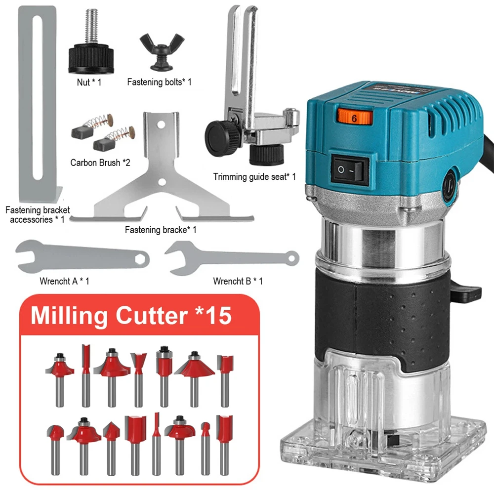 

2000W Woodworking Electric Trimmer Brushless Machine Wood Router Milling Engraving Slotting Machine