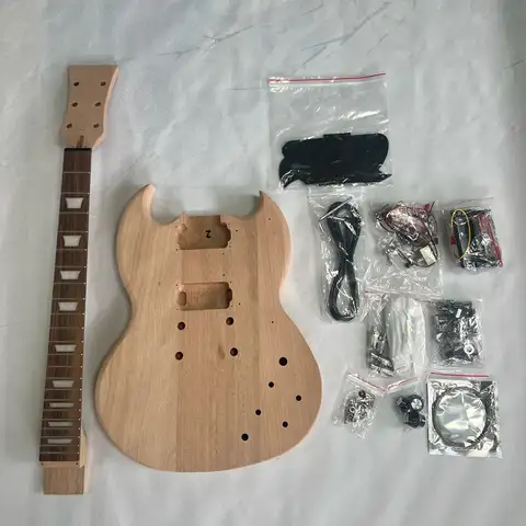 DIY Elektrik Gitar Kiti SG masif şeftali çiçeği ağacı elektrik gitar