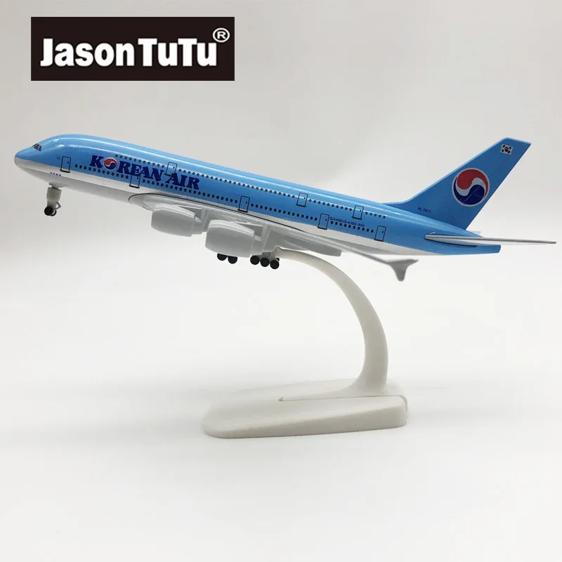 

JASON TUTU 20CM Korean Air Airbus 380 Aircraft Model Planel Airplane Diecast Metal 1/300 Scale Planes Collect Gifts