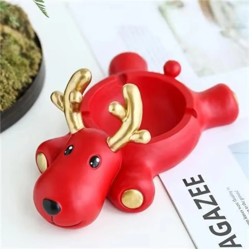 Deer Ashtray Decorative Cute Animal Creative Round Resin Crafts Home Living Bedroom Office Decoration Festival Men Women Gift