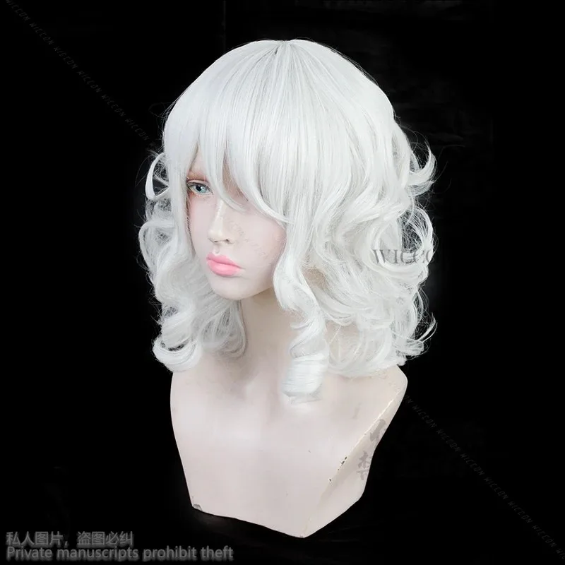 

Game Helltaker The Awesome Demon Modeus Anime Roleplaying Cosplay Wig White Curly Hair Cute Cos Modeus The Lustful Demon Cos