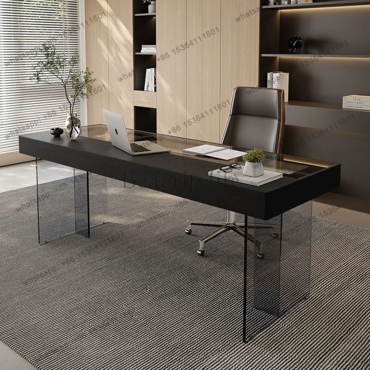 

Italian minimalist solid wood suspended desk tempered glass about home acrylic desk