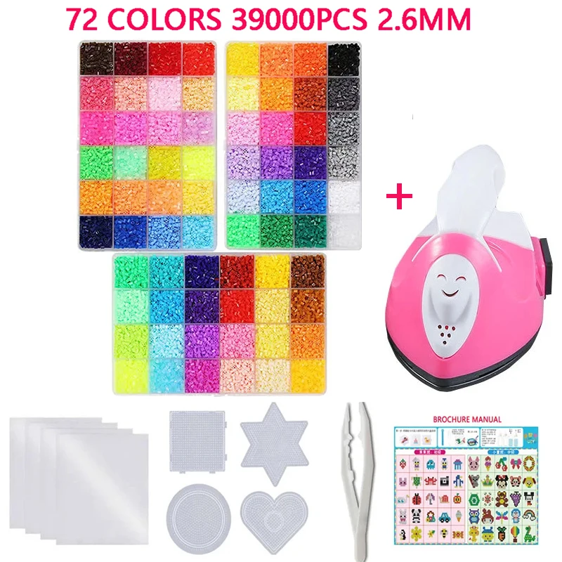 72 kolory 5mm /2.6mm Zestaw koralików do topienia Pixel Art Puzzle Hama Beads Diy 3D Puzzle Ręcznie robione prezentowe koraliki bezpiecznikowe Zestaw żelaznych koralików Zabawka