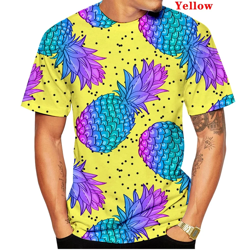 New Men\'s Women\'s Fashion Pineapple Shirt Graphic Tees Summer Short Sleeve Round Neck T-Shirt Tops