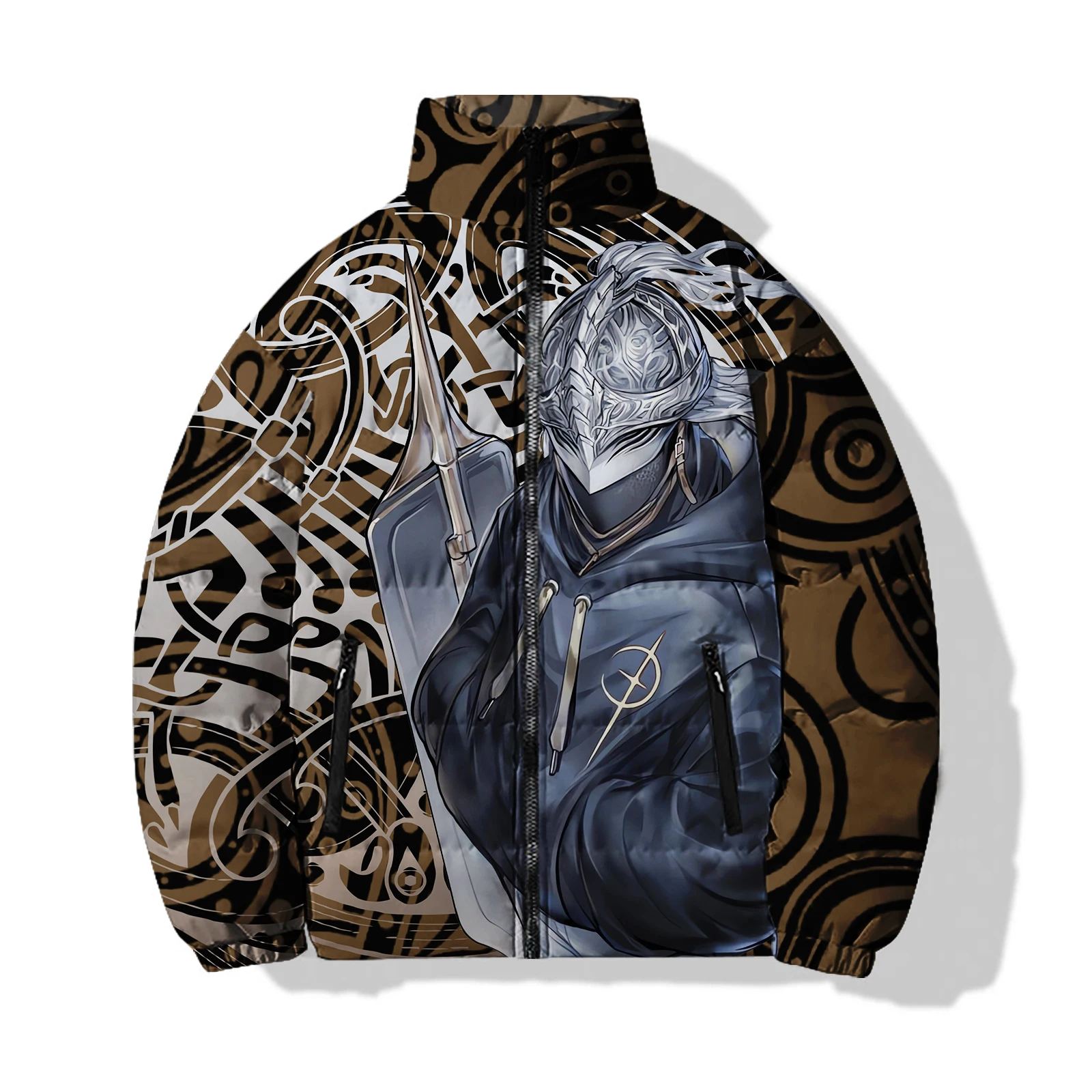 Jaket katun motif Digital 3D untuk pria, mantel parka musim dingin kasual modis, jaket pria bahan katun dan tebal, baru dalam parka