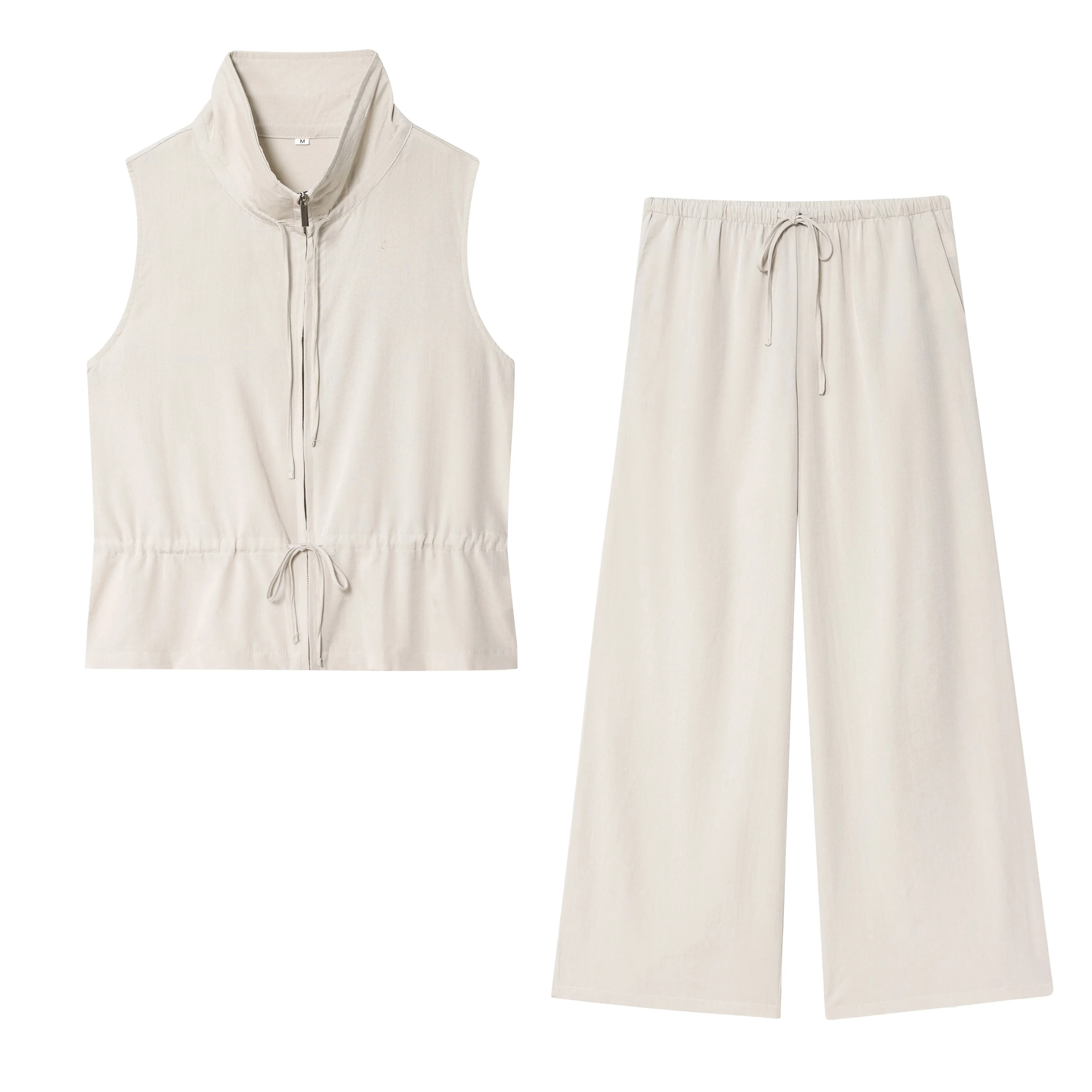 BSAY einfarbige, lockere Sommerhose 2022, verstellbares hängendes Weste-Oberteil oder hängende Hose mit mittlerer Taille und weitem Bein