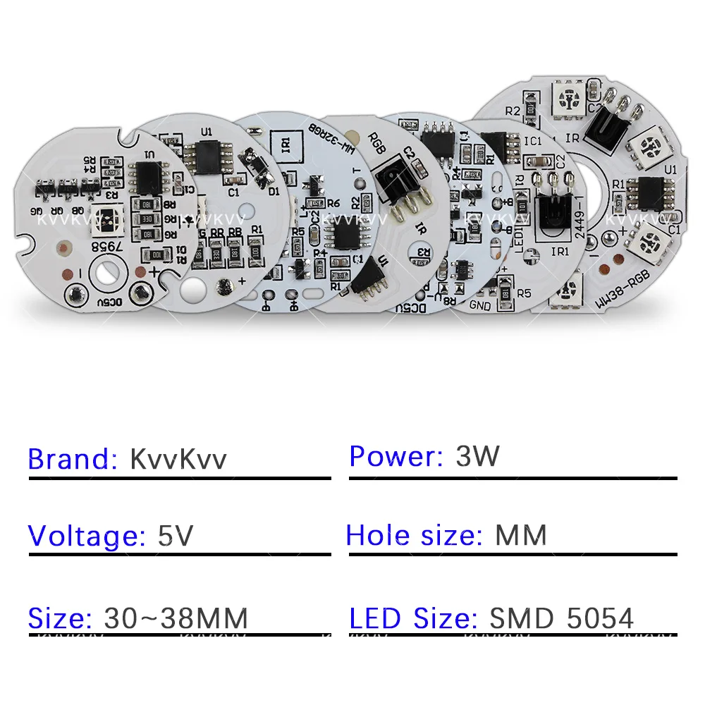 لوحة إضاءة دائرية LED ملونة RGB مقاس 38 مم مصدر ضوء منخفض الجهد تيار مستمر 5 فولت متوافق مع الشحن/مفتاح اللمس للتحكم عن بعد محيط DIY