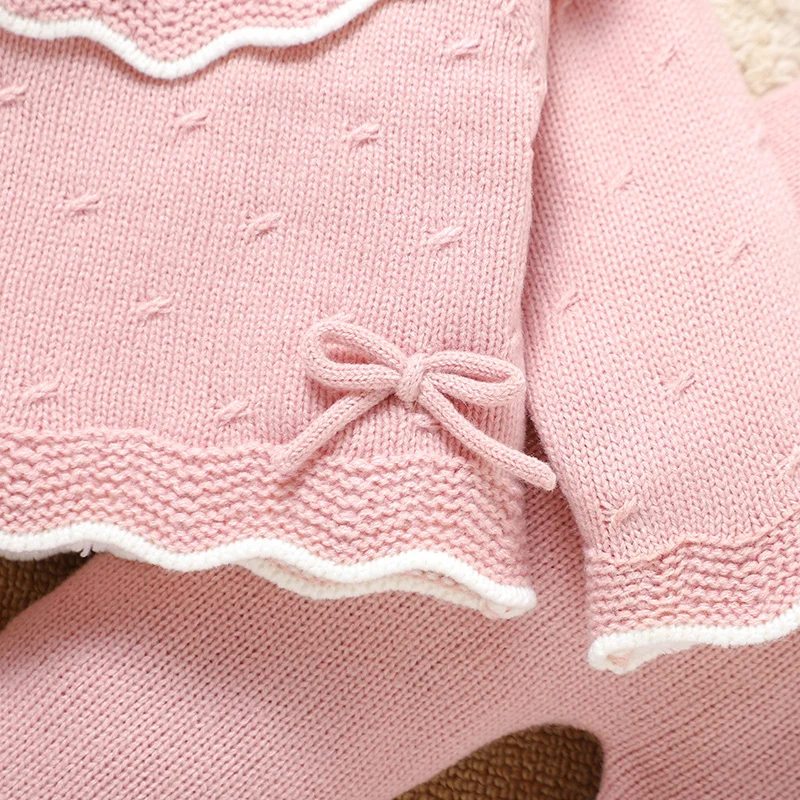 2-teiliges Baby Mädchen Kleidungsset Rosa Langarm-Pullover+Leggings Herbst Winter Lässige Oberbekleidung Kleinkind Outfit – Detail 7