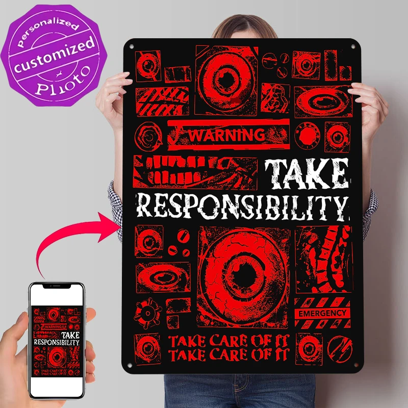 Game Art – Take Responsibility Metal Poster Customized Wall Art Retro Vintage Tinplate Signs for Luxury Home Decor Items Room