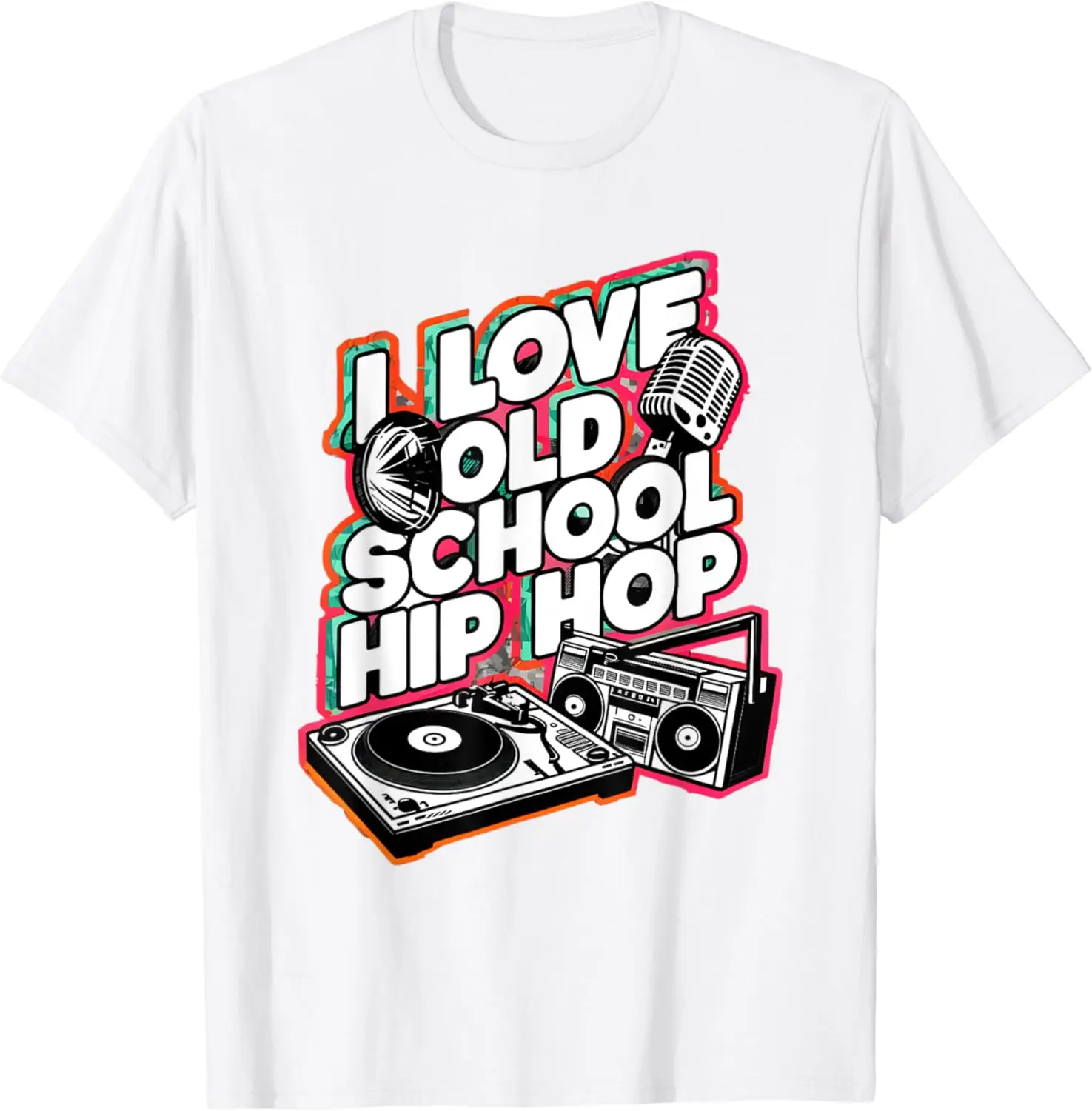 I Love Old School Hip Hop Urban Rap Music Novelty Graphic T-Shirt Men Women Clothing Tops Vintage Clothes Ropa Mujer Harajuku