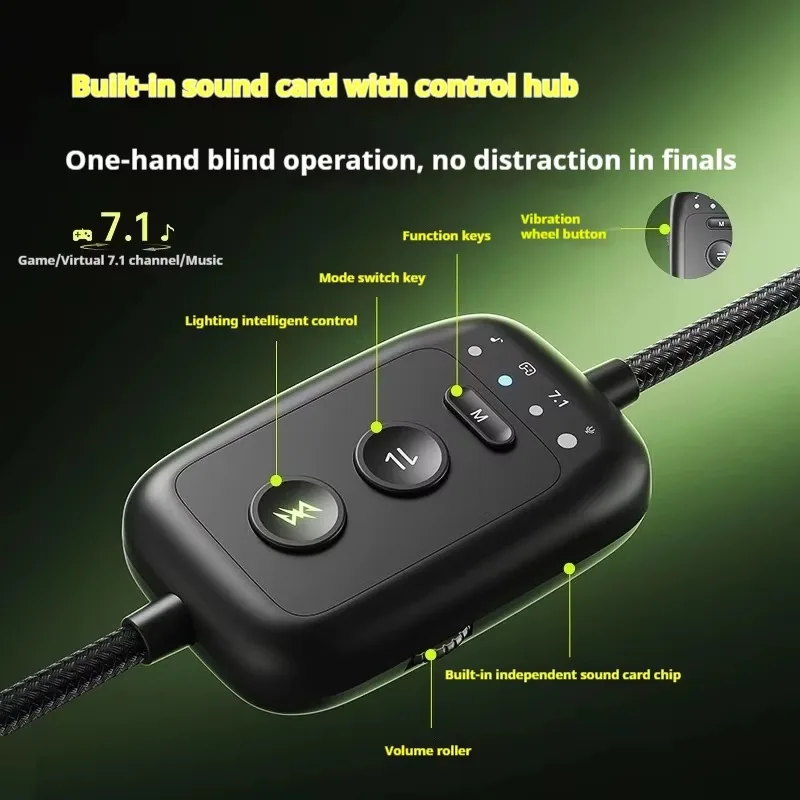 KNA for Dark Pivot Wired Over Ear Gaming Headset Vibration Engine Sound Positioning Headphones for Delta Force Valorant FPS Game