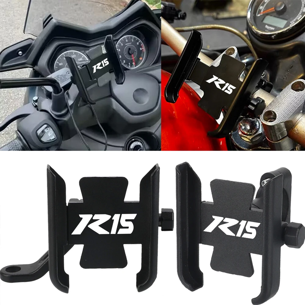 Motorcycle Handlebar Mobile Phone Holder GPS Stand Bracket CNC For YAMAHA R15 YZF-R15 YZFR15 YZF R15 2017~2022 2023 2024 2025