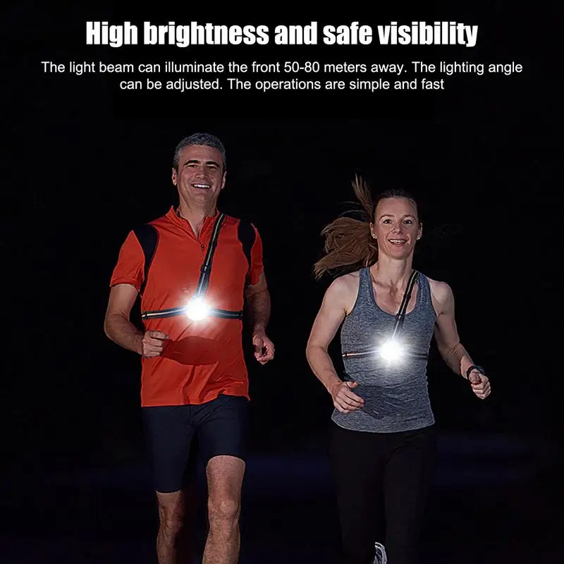 Nachtlauf-Brustlampe, Brusttaschenlampe, drehbar, Sport-Brustlicht, LED-Lauflampe, 3 Beleuchtungsmodi, wiederaufladbar, Sicherheit