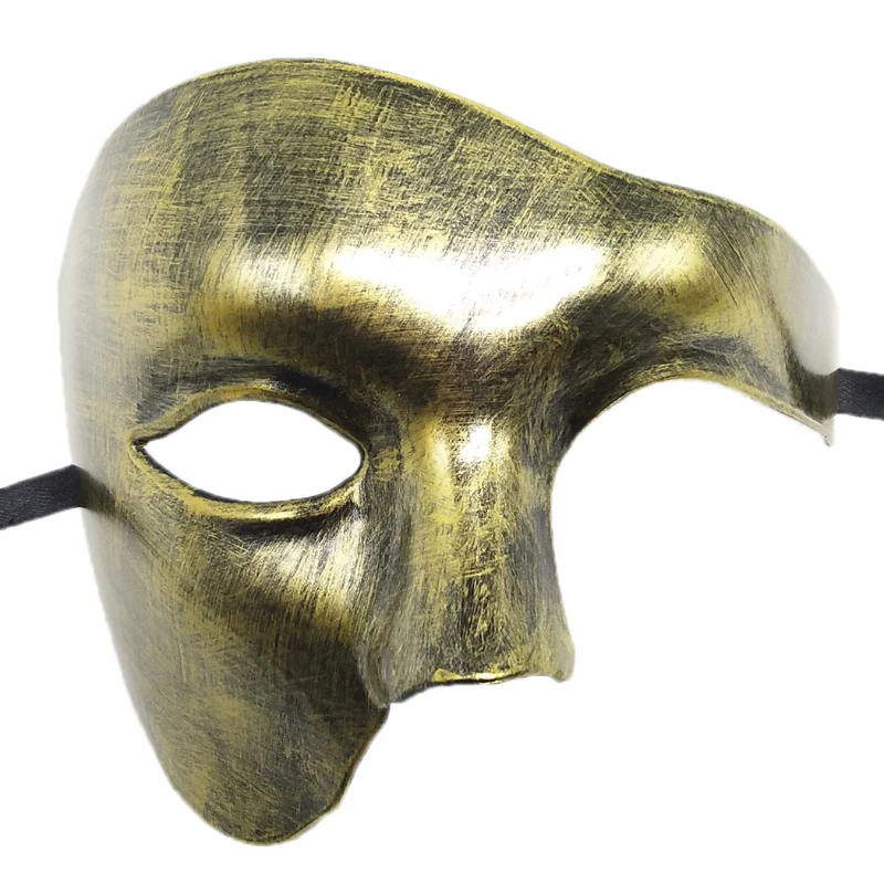 Masque Cosplay Fantôme Steampunk d'Halloween pour Homme et Femme, Accessoires de Costume de Carnaval, Demi-visage en Plastique ABS, Tim ade