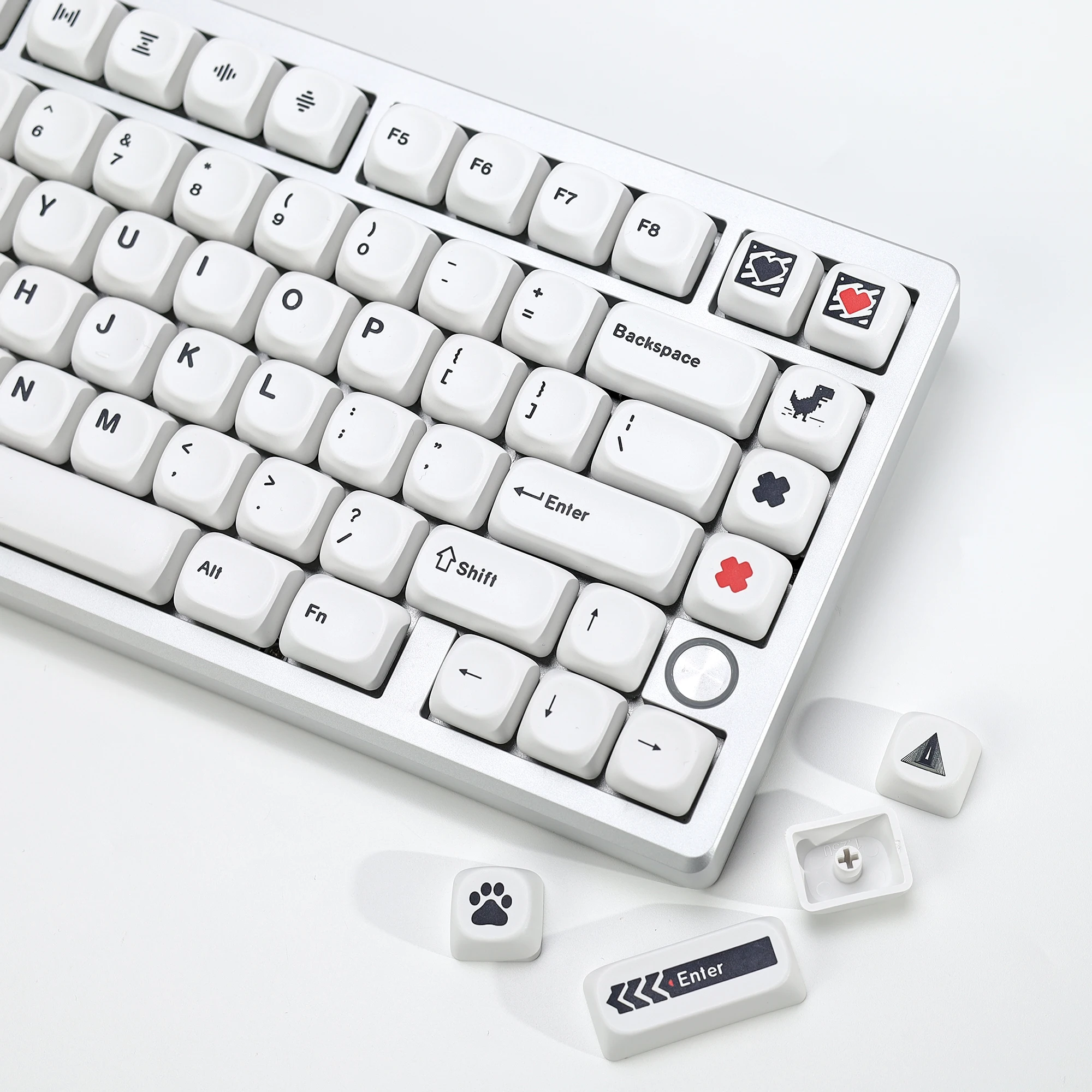 KBDiy 136 Keys GMK Minimal White Keycaps PBT KOA Profile Retro Russia Korean Keycap For Mechanical Keyboard Gamen Key Caps 60%