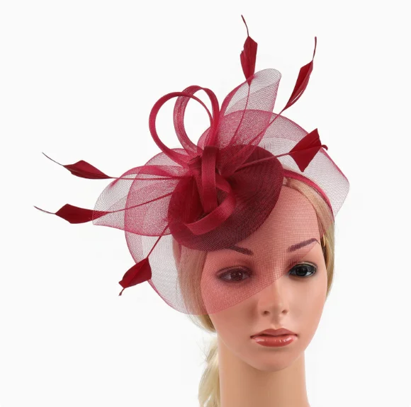 

Feather Net Gauze Hair Accessories for Brides European American Style Elegant Formal Hat Accessories