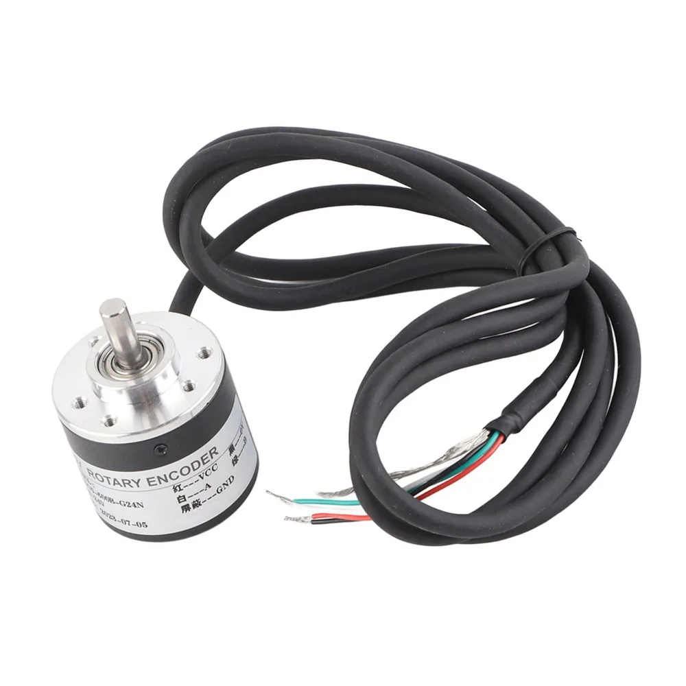 Codificador rotatorio Incremental 600P/R AB 2 fases DC 5-24V codificador rotatorio Quadratura 6mm eje transductor rotativo óptico