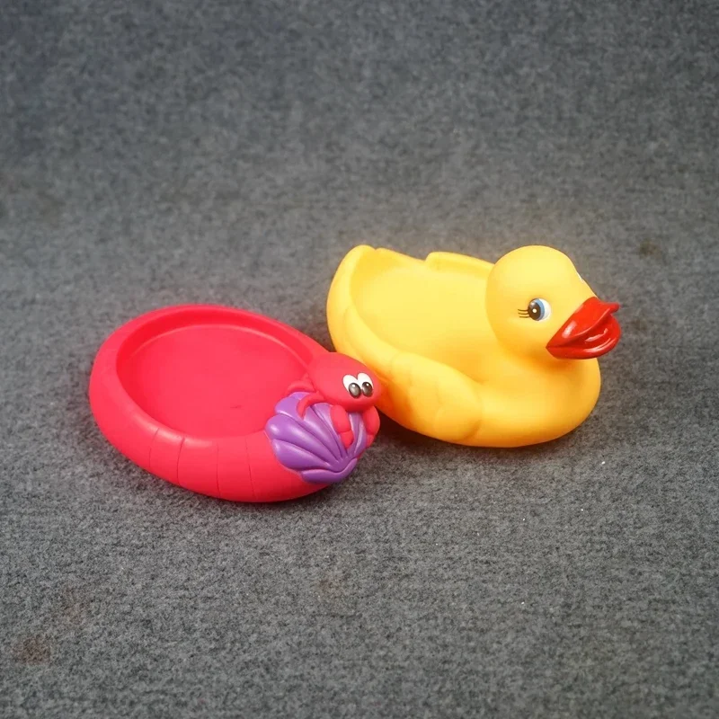 Children Bath Toy Vinyl Doll Duck Crab with 3 Baby Ducks Kids Gifts 17CM