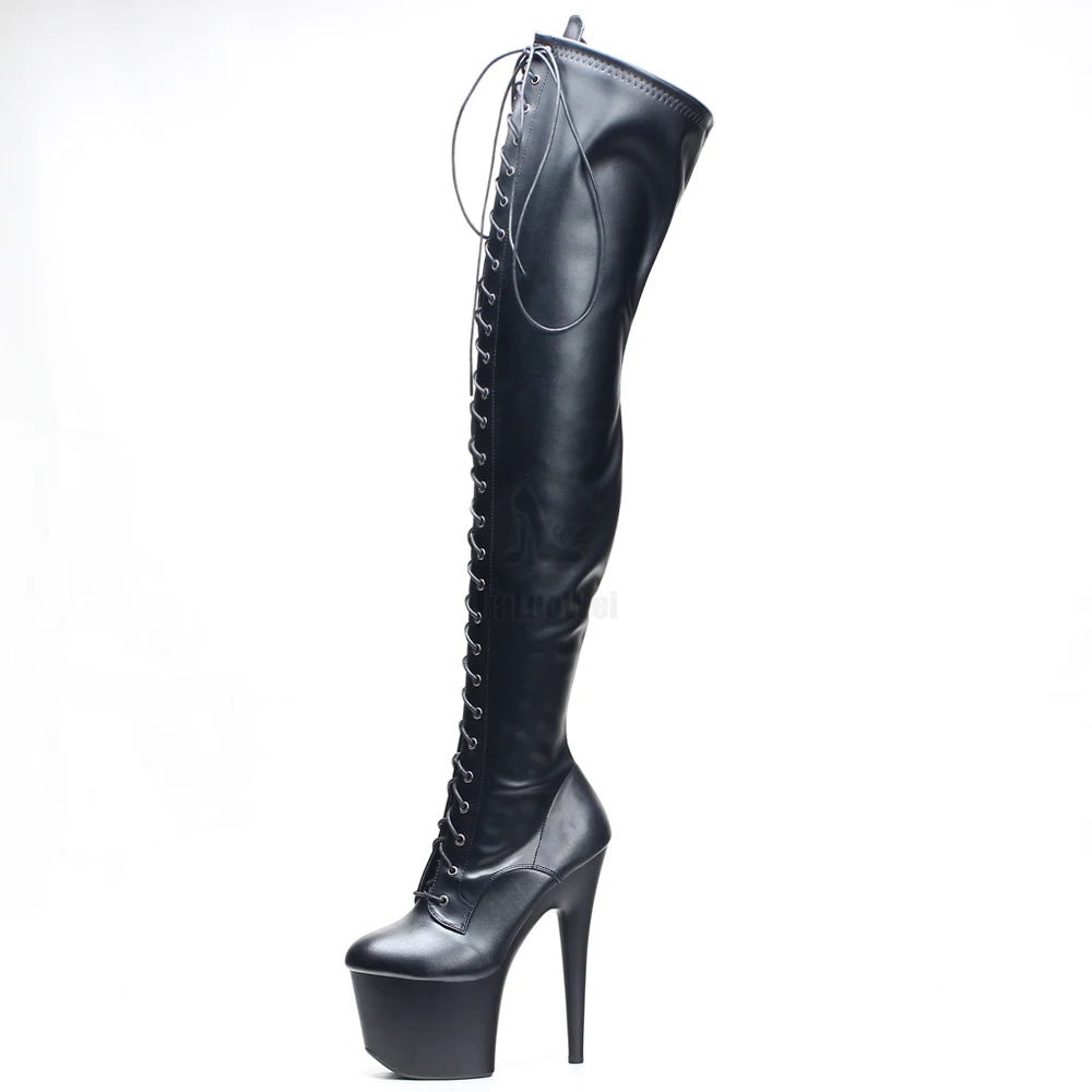 7'' Hohe Stiletto-Plateau-Overknee-Stiefel Exotische Pole-Dance-Absätze Überknie-Stiefel