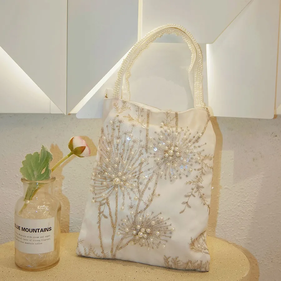 

Новая большая сумка в стиле жемчужной вышивки, мода 2025, универсальные женские сумки на плечо в стиле ретро, женская сумка под мышками