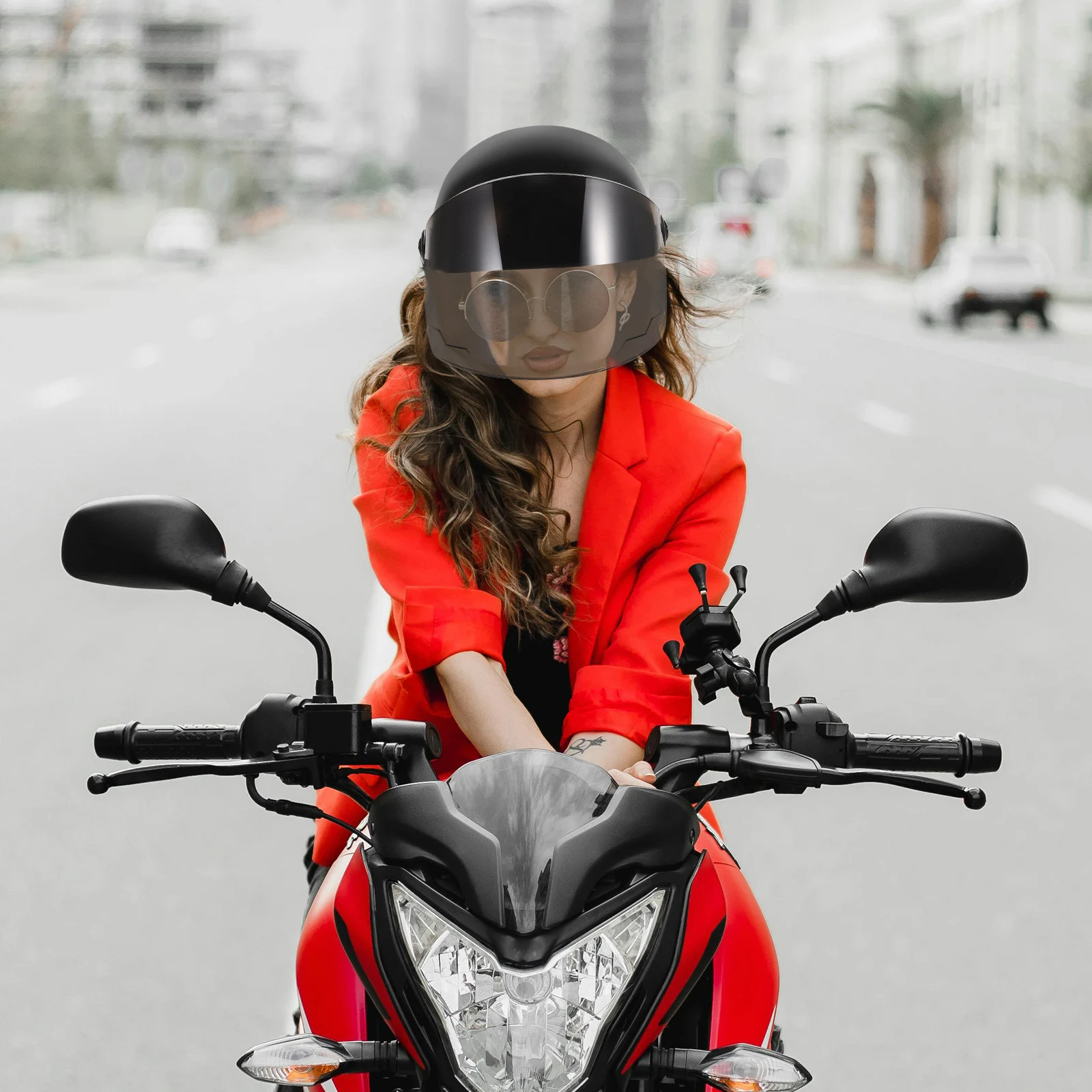 

Summer Sunscreen Riding Black Long Tea Mirror Dirt Bike Motorcycle Safety Riding Protective Gear Helmets